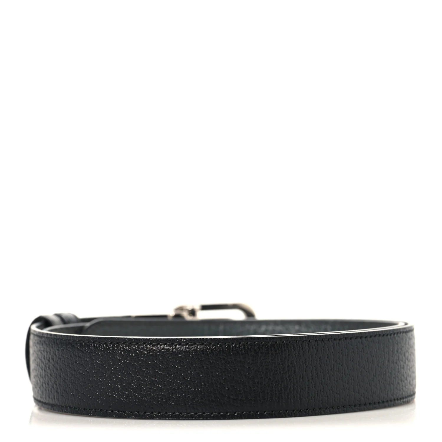 Textured Dollar Calfskin Squared Interlocking G 30mm Reversible Belt 85 34 Black