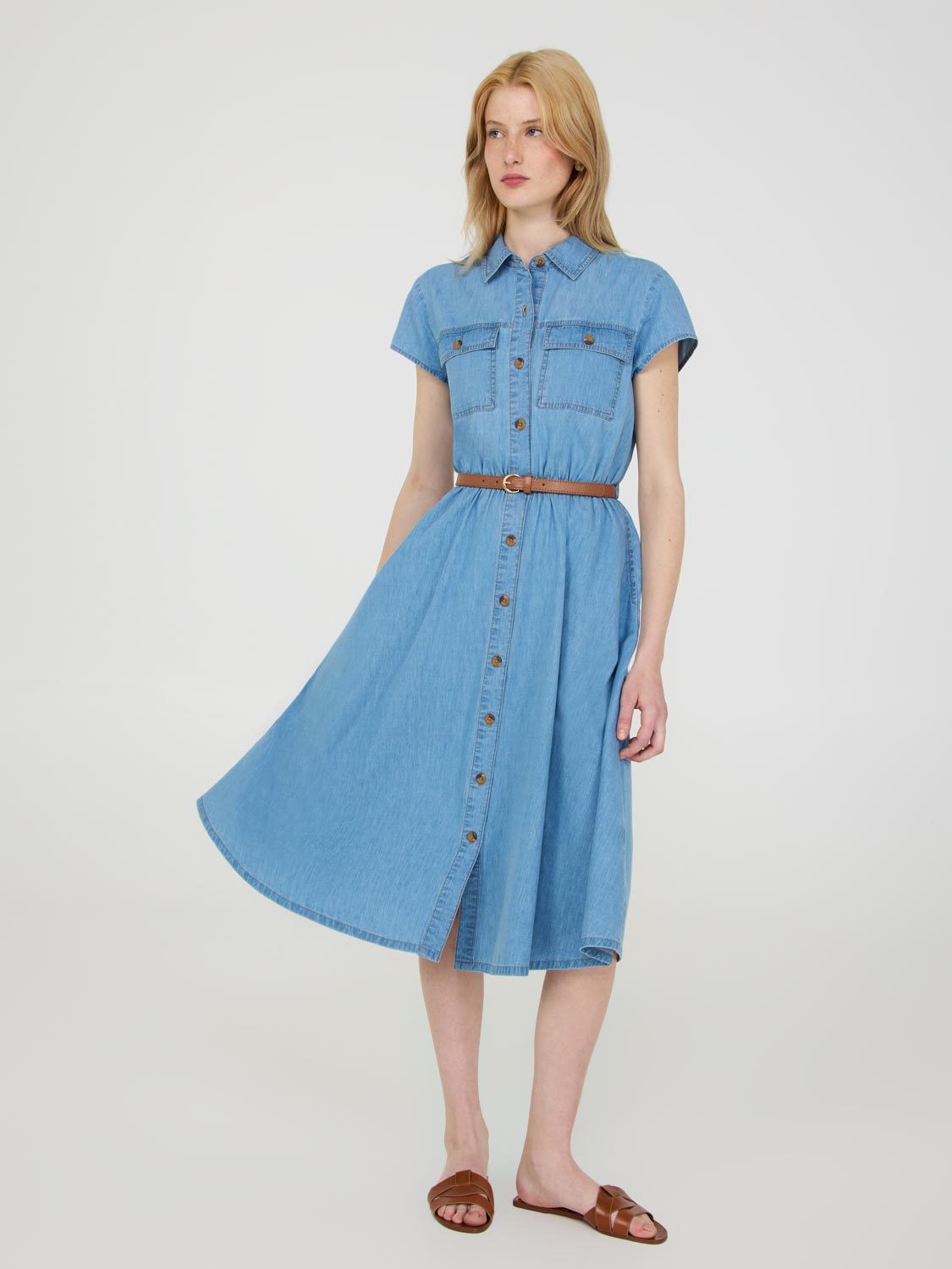 Denim Midi Shirt Dress