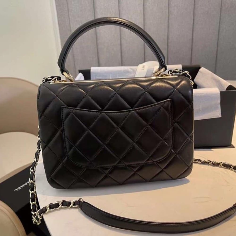 Chanel Flap Bag With Top Handle Black 25cm A92236 Y60767 94305