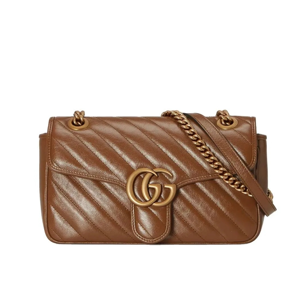 Gucci Marmont Mini Matelasse Shoulder Bag Brown 22cm 446744 0OLFT 2535