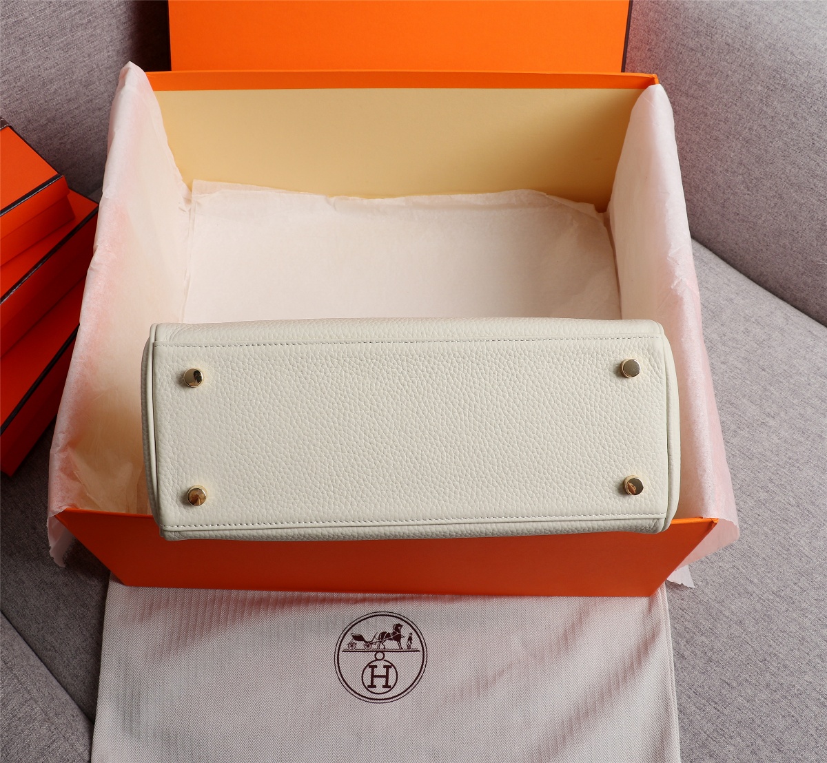 Hermes Kelly White Sellier Rouge Epsom Gold Hardware 25Cm