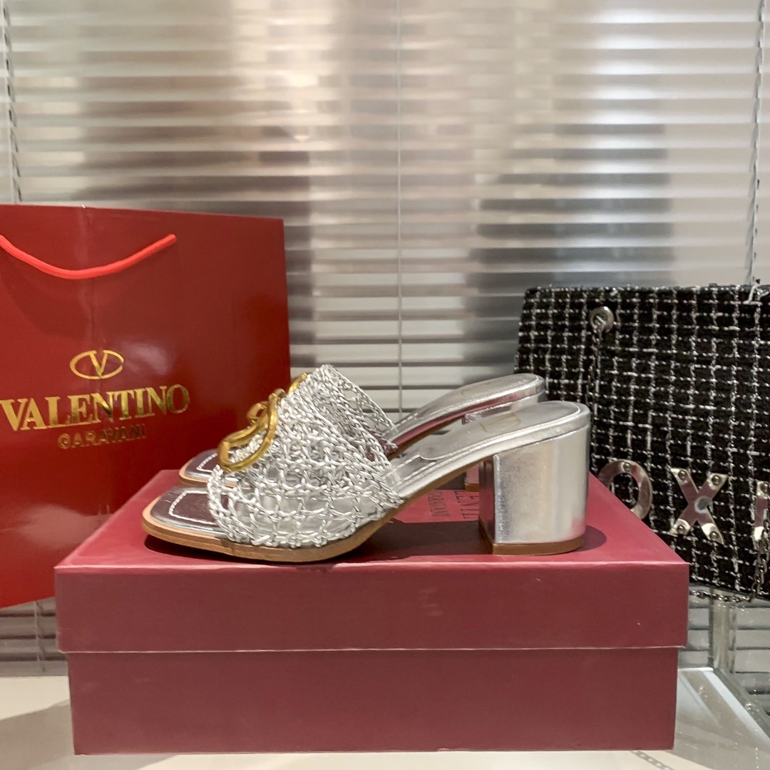 Valentino Garavani VLogo Sandal Silver