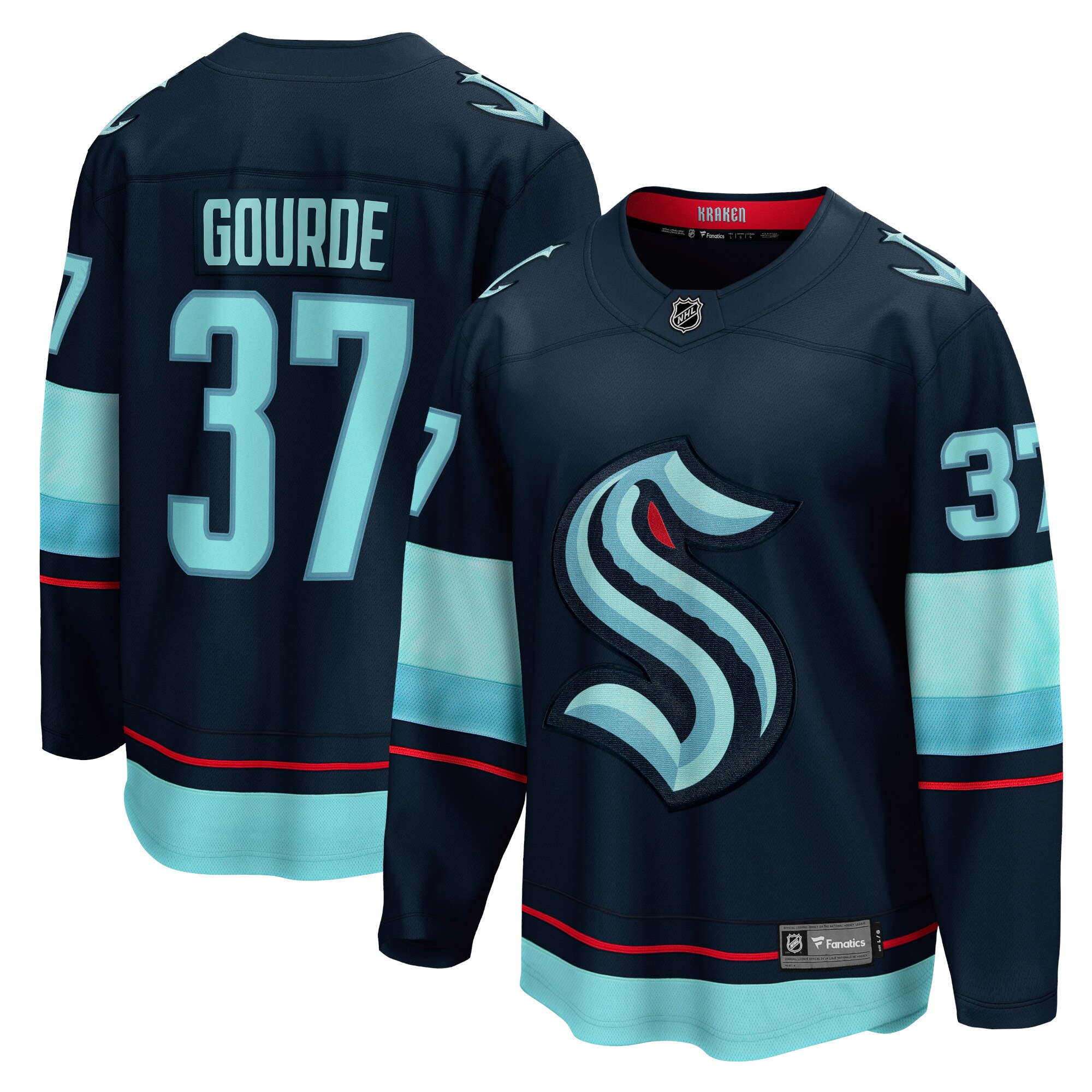Yanni Gourde Seattle Kraken Fanatics Home Breakaway Player Jersey – Deep Sea Blue