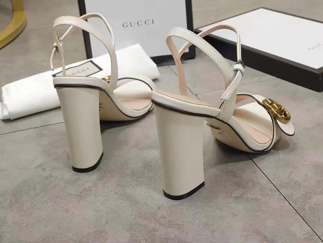Gucci Double G White Leather Sandal ?453378 A3N00 9022