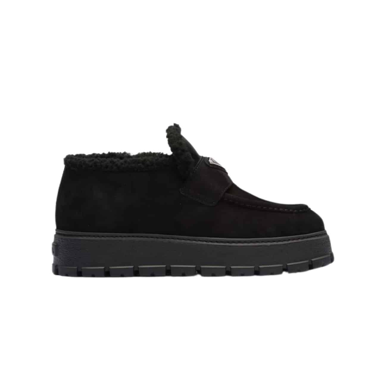 Prada Suede Loafer Booties Black 1D245N 3I2M F0002 F Zb45
