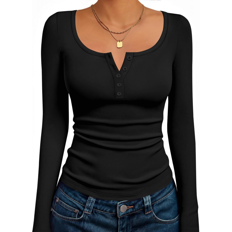 Women's Long Sleeve Henley T Shirts
