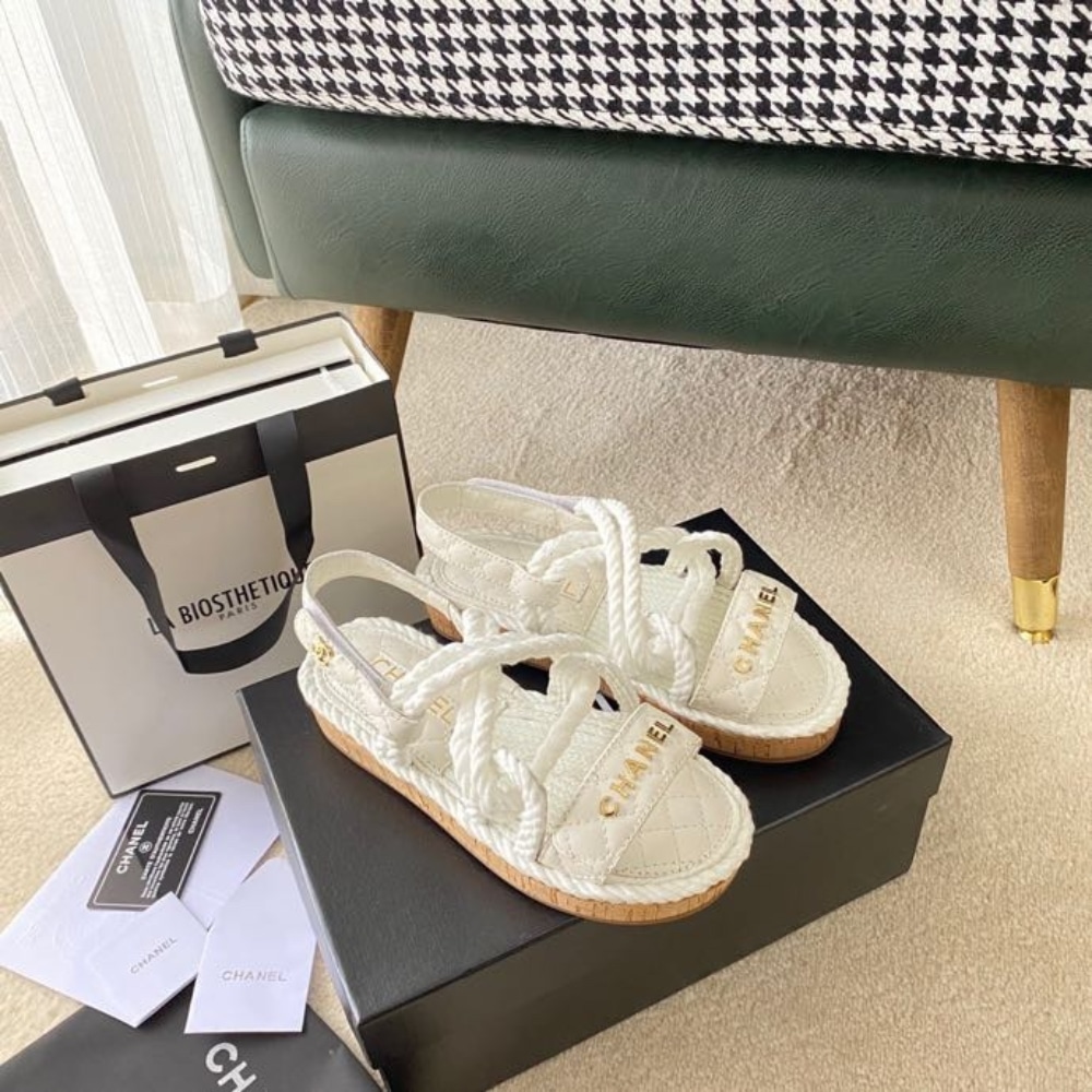 Chanel Rope Sandals Strap White