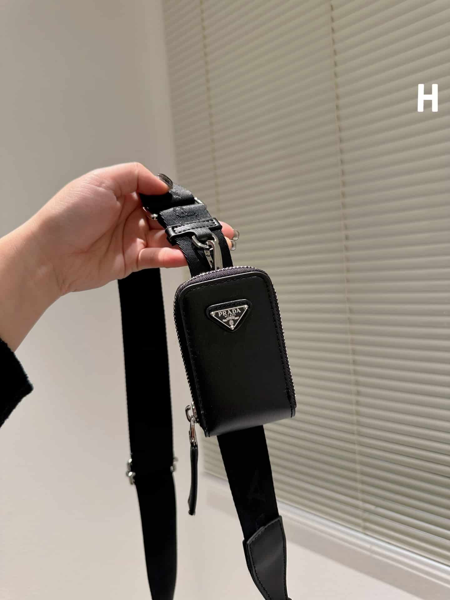 Prada Triangle Leather Mini Bag Black 27Cm