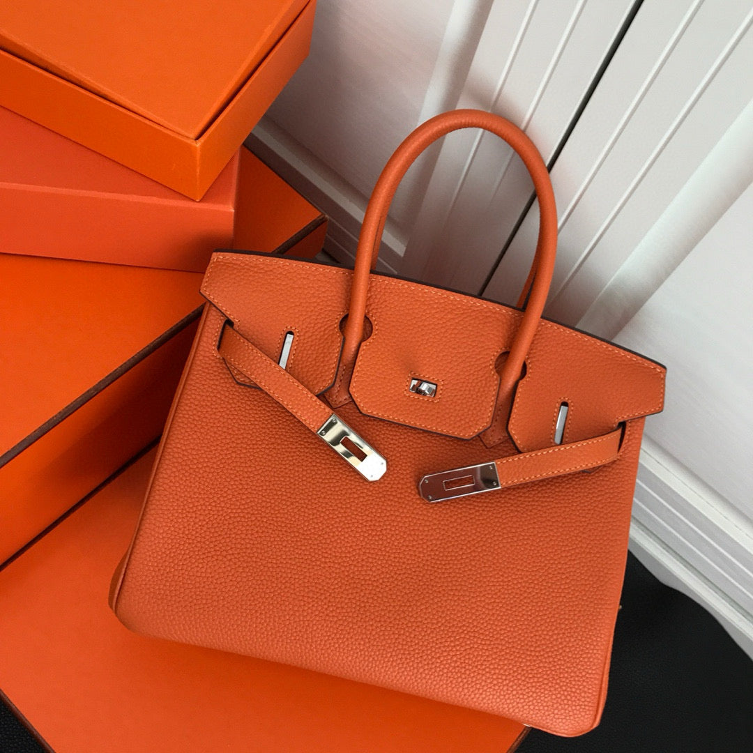 Hermes Birkin Orange Togo Leather Silver Hardware