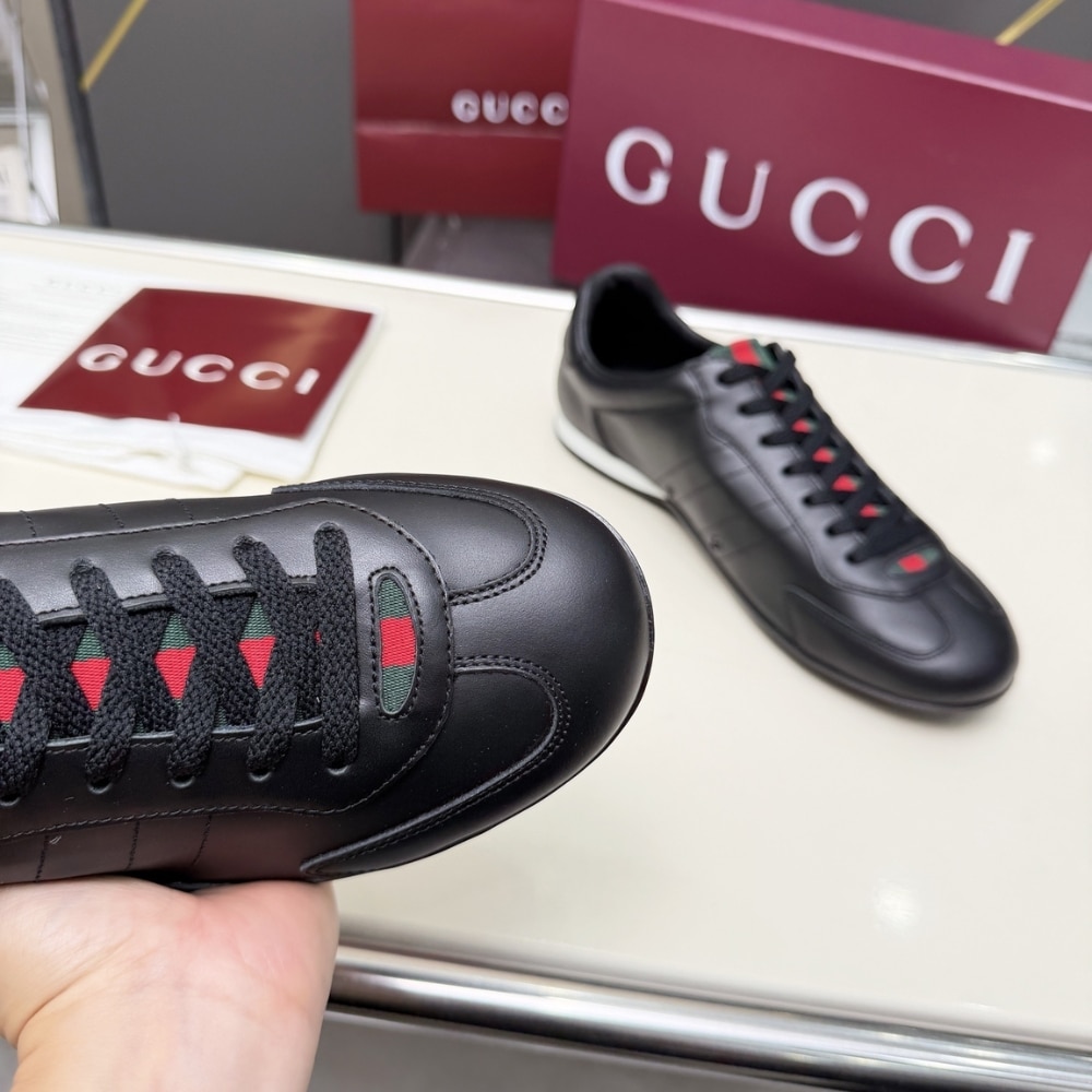 Gucci Men Shift Trainers All Black Leather 857018 Aafuh 1086