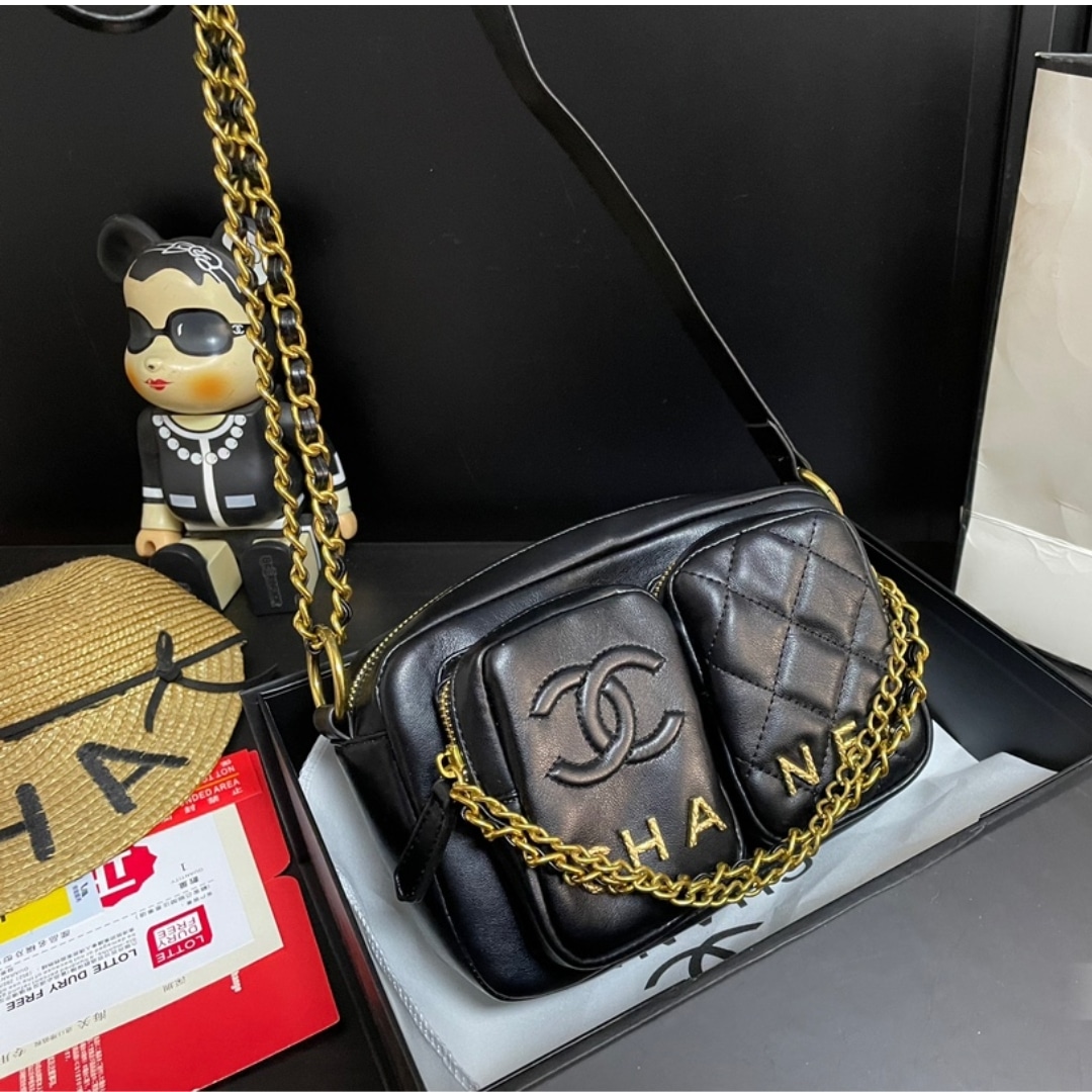 Chanel Quilted Small Camera Case Calfskin Black 22Cm/8.7in
