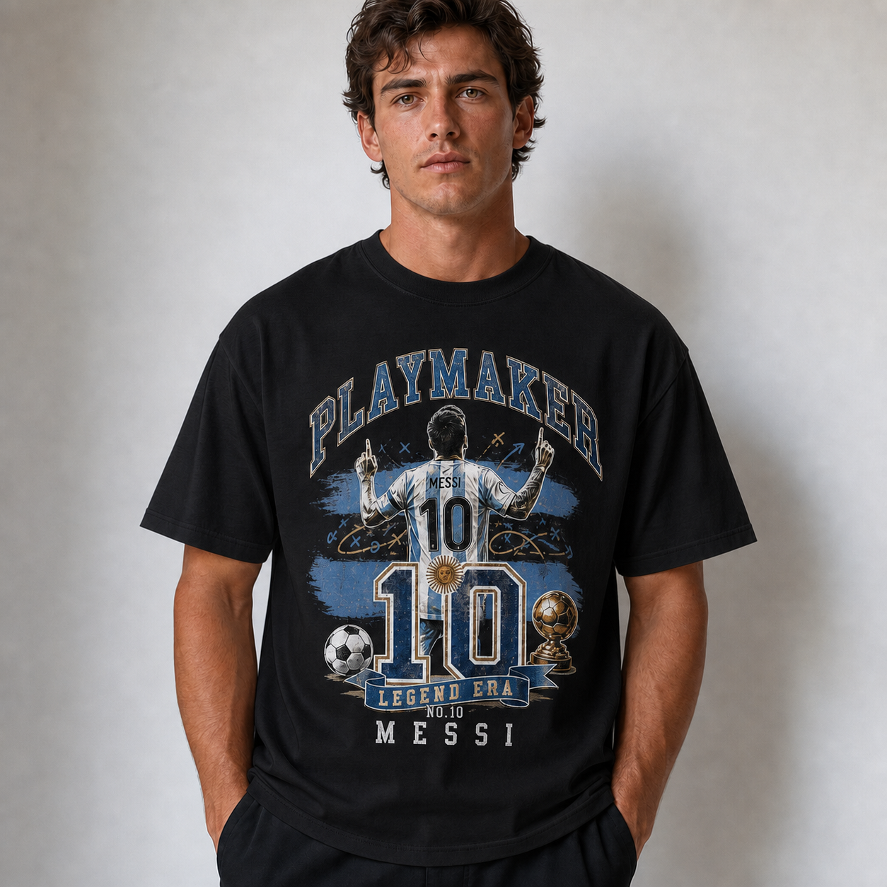 Messi World Cup Printed T-Shirt Unisex Loose Fit T-Shirt 100% Cotton Soft Comfortable Summer Casual Printed Top