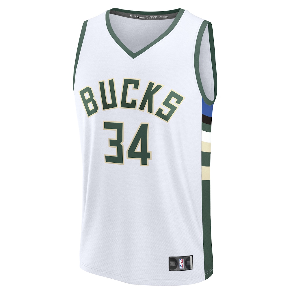 Men's Milwaukee Bucks Giannis Antetokounmpo Fanatics White Fast Break Replica Player Jersey - Association Edition