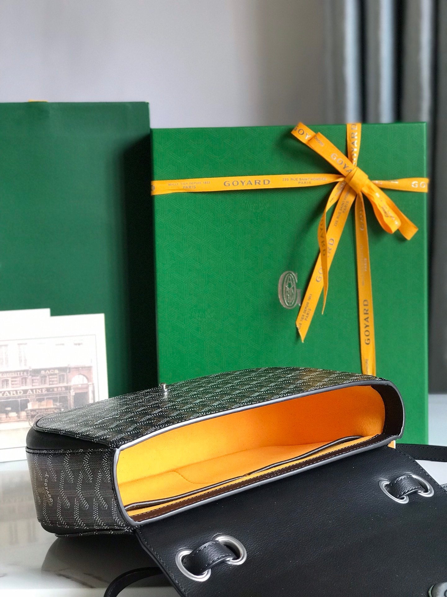 Goyard 233 Bag 25 Cm Black Calfskin And Goyardine Canvas