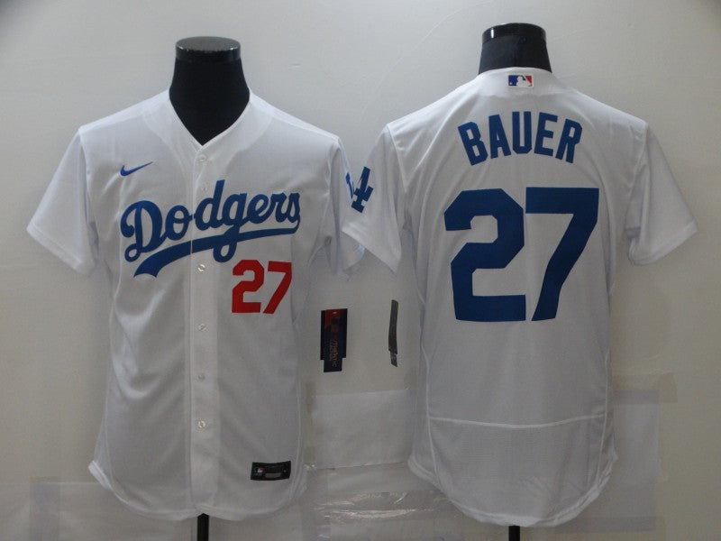 Men's Los Angeles Dodgers Trevor Bauer #27 White Replica Baseball Jersey