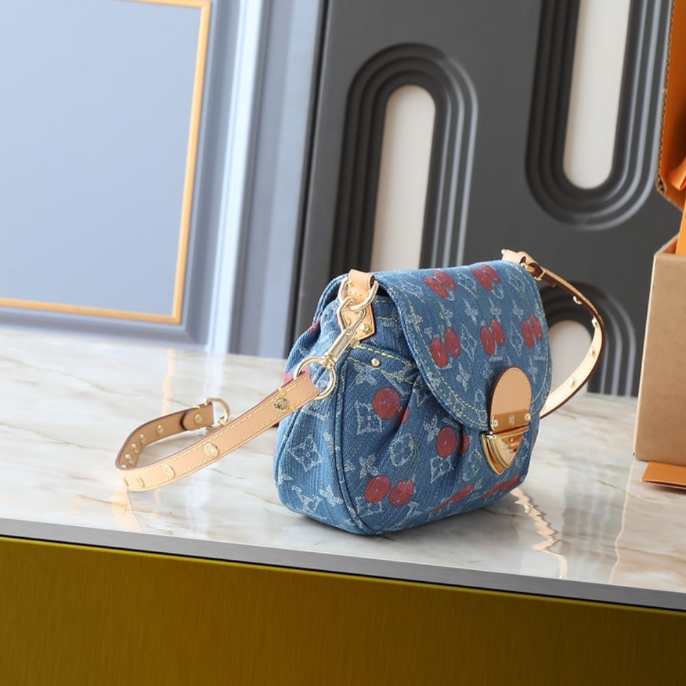 Louis Vuitton X Takashi Murakami Sunset Monogram Cherry Denim Bag 27cm M13680