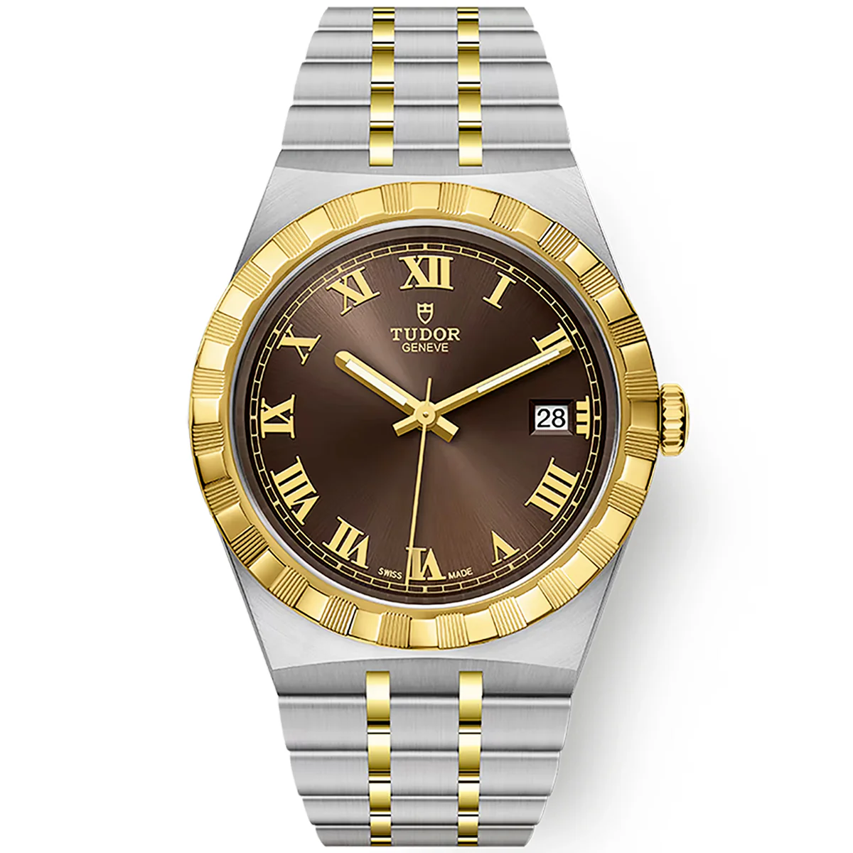 【Super Clone】TUDOR Royal 38mm Two-Tone Brown Roman Dial Automatic Bracelet Watch M28503-0007