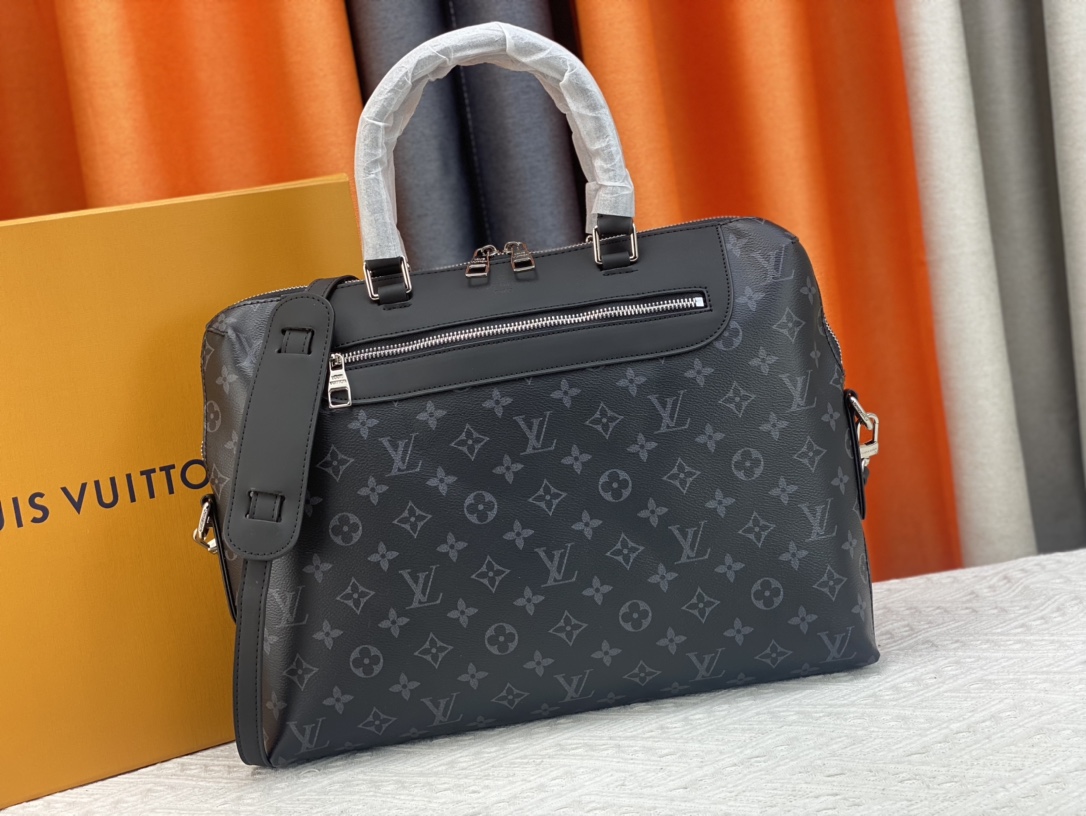 Louis Vuitton Porte Documents Jour Briefcase Monogram Black 37Cm