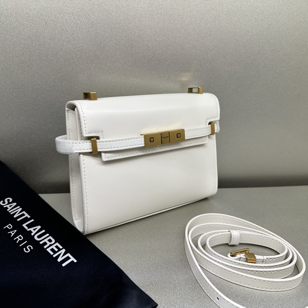 Saint Laurent Manhattan Small Shoulder Bag In Box Saint Laurent Leather White 19Cm