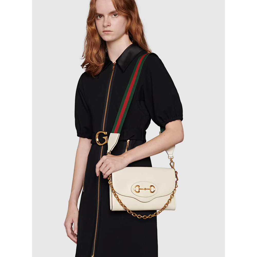 Gucci Horsebit 1955 Small Bag In White Leather