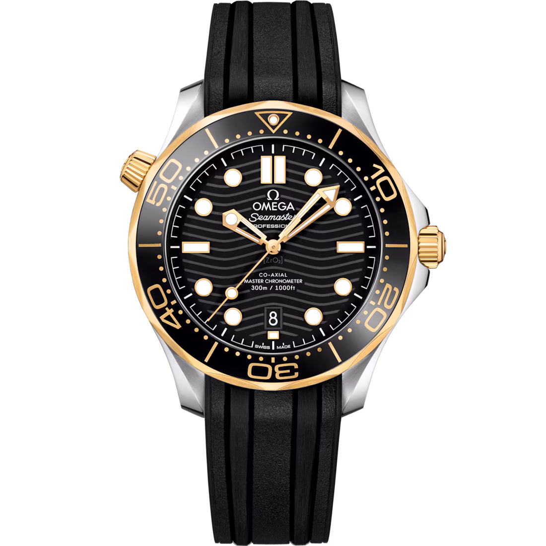 Omega Seamaster Diver 300M 42mm Black Dial Stainless Steel 18k Yellow Gold Strap 210.22.42.20.01.001