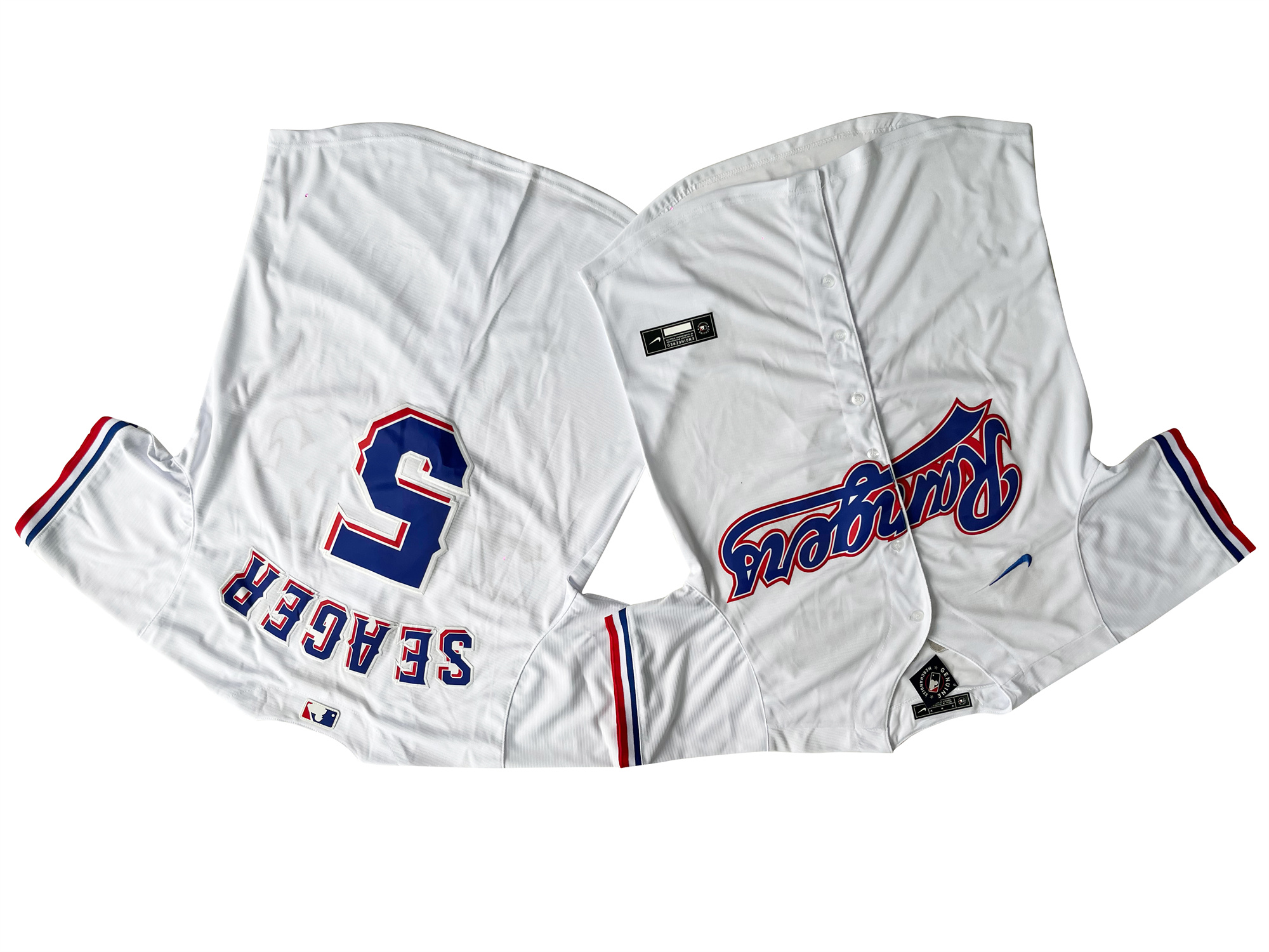 Men's Texas Rangers 5# Corey Seager White Player Jersey