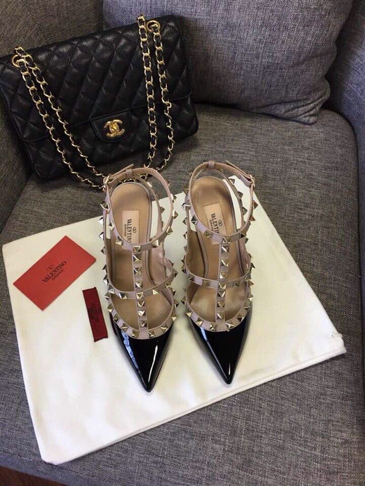 Valentino Patent Rockstud Caged Pump 100Mm Black Zw2S0393Vnwn91