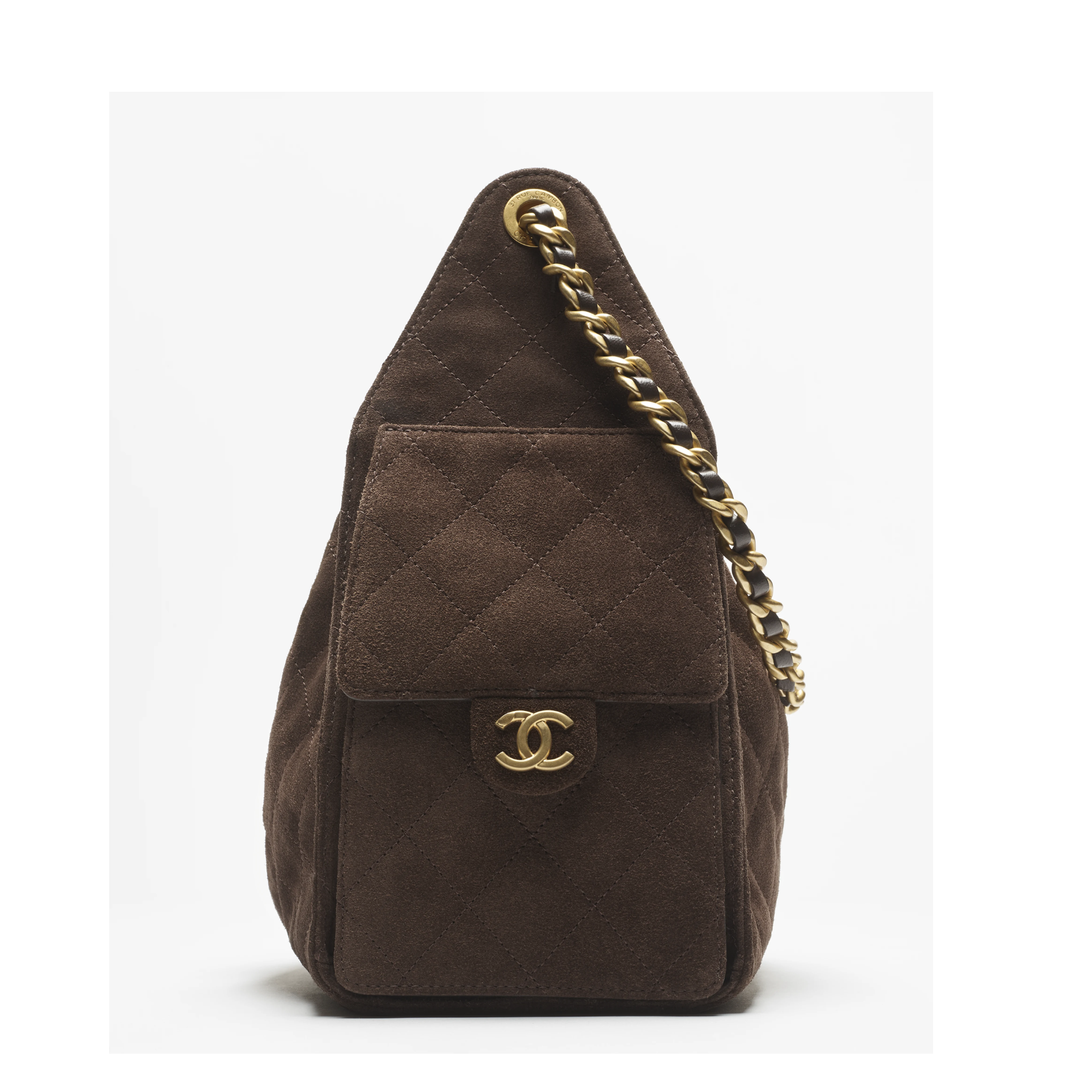 Chanel Suede Calfskin Gold Tone Metal Handbag 30cm/11.8in