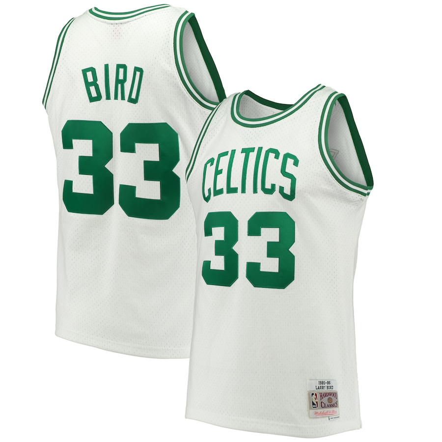 Men's Boston Celtics Larry Bird Mitchell & Ness White Hardwood Classics 1985/86 Swingman Jersey