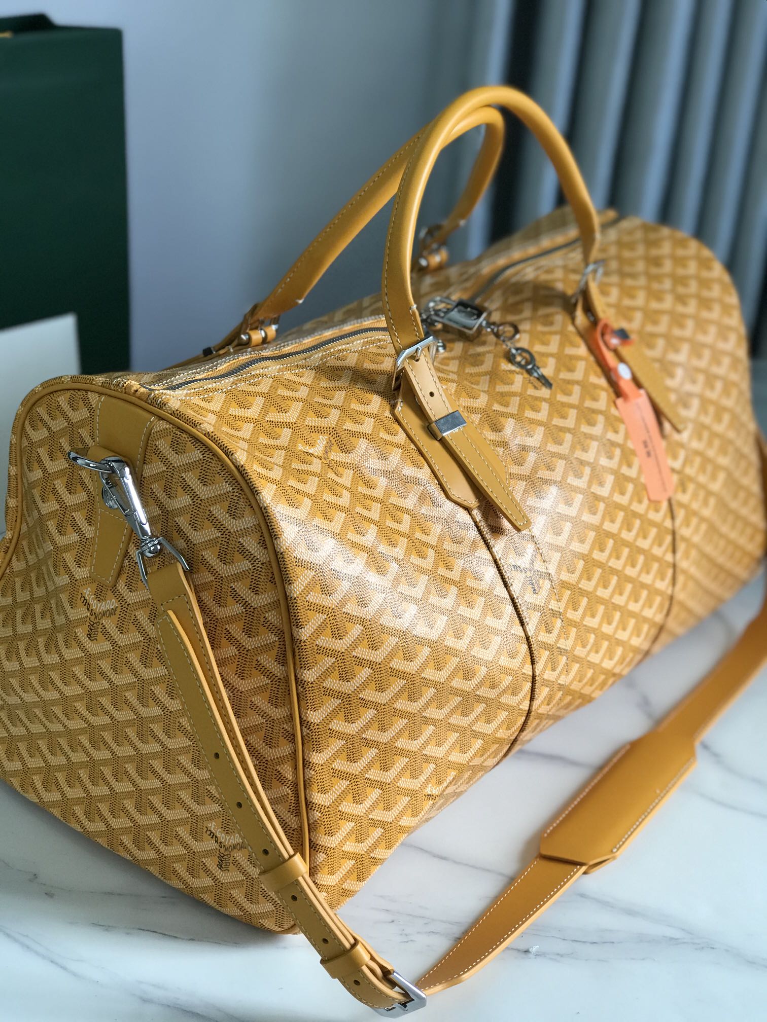Goyard Boston 50cm Bag Yellow Goyardine Canvas And Calfskin Trim