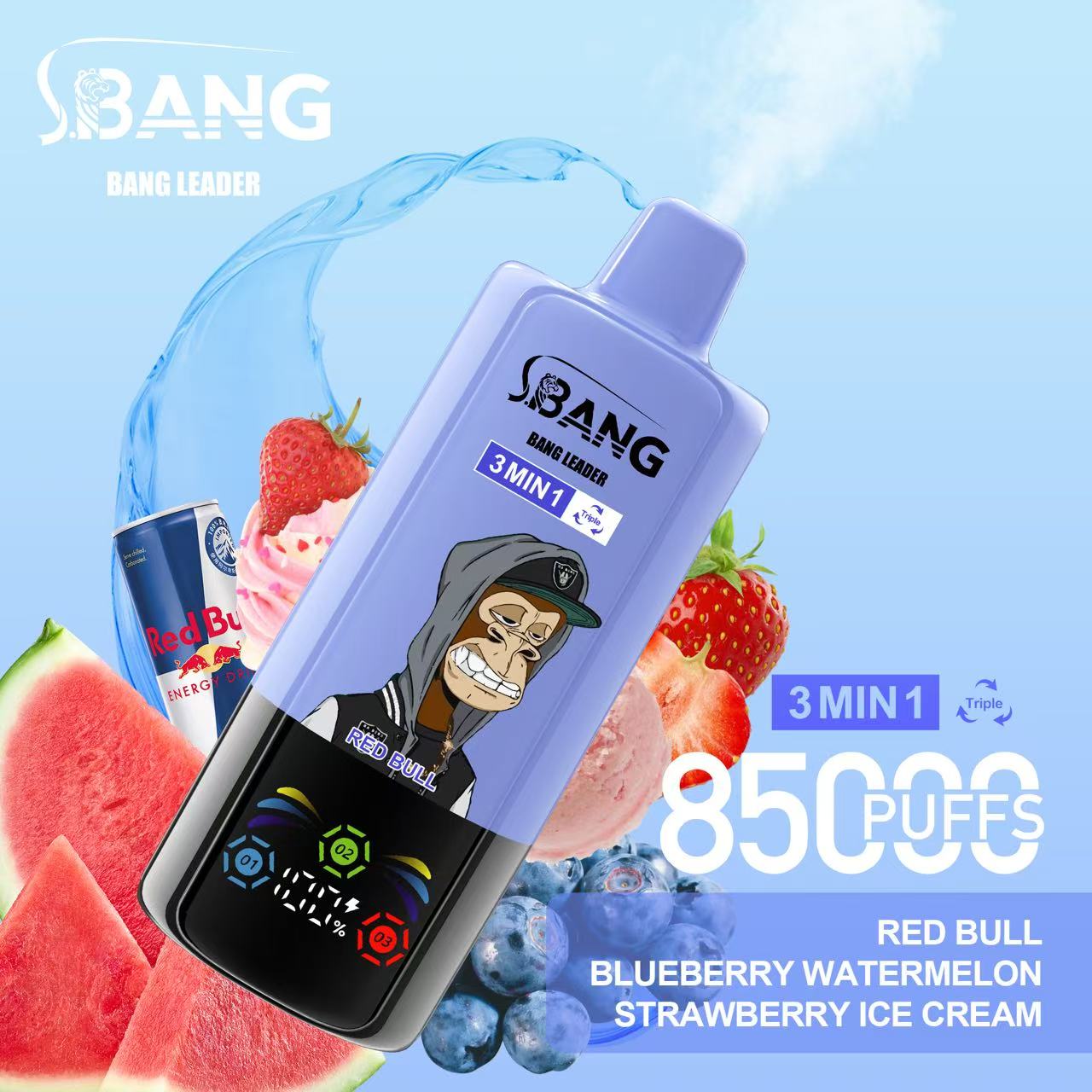 Bang Leader 85K Puffs 3-in-1 Prefilled Vape | 3 Adjustable Flavors, Rechargeable