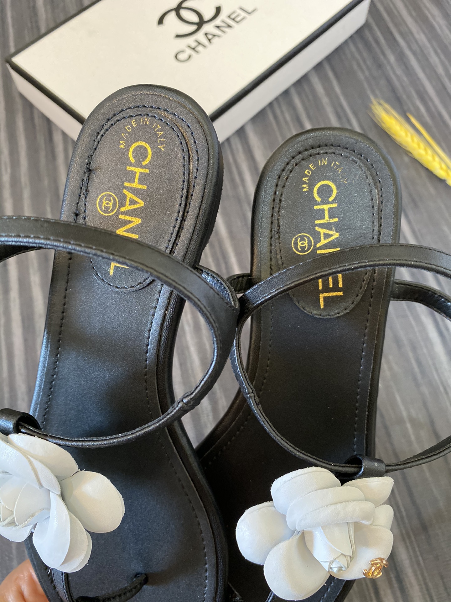 Chanel Jelly White Rubber Camellia Cc Logo Sandals Black