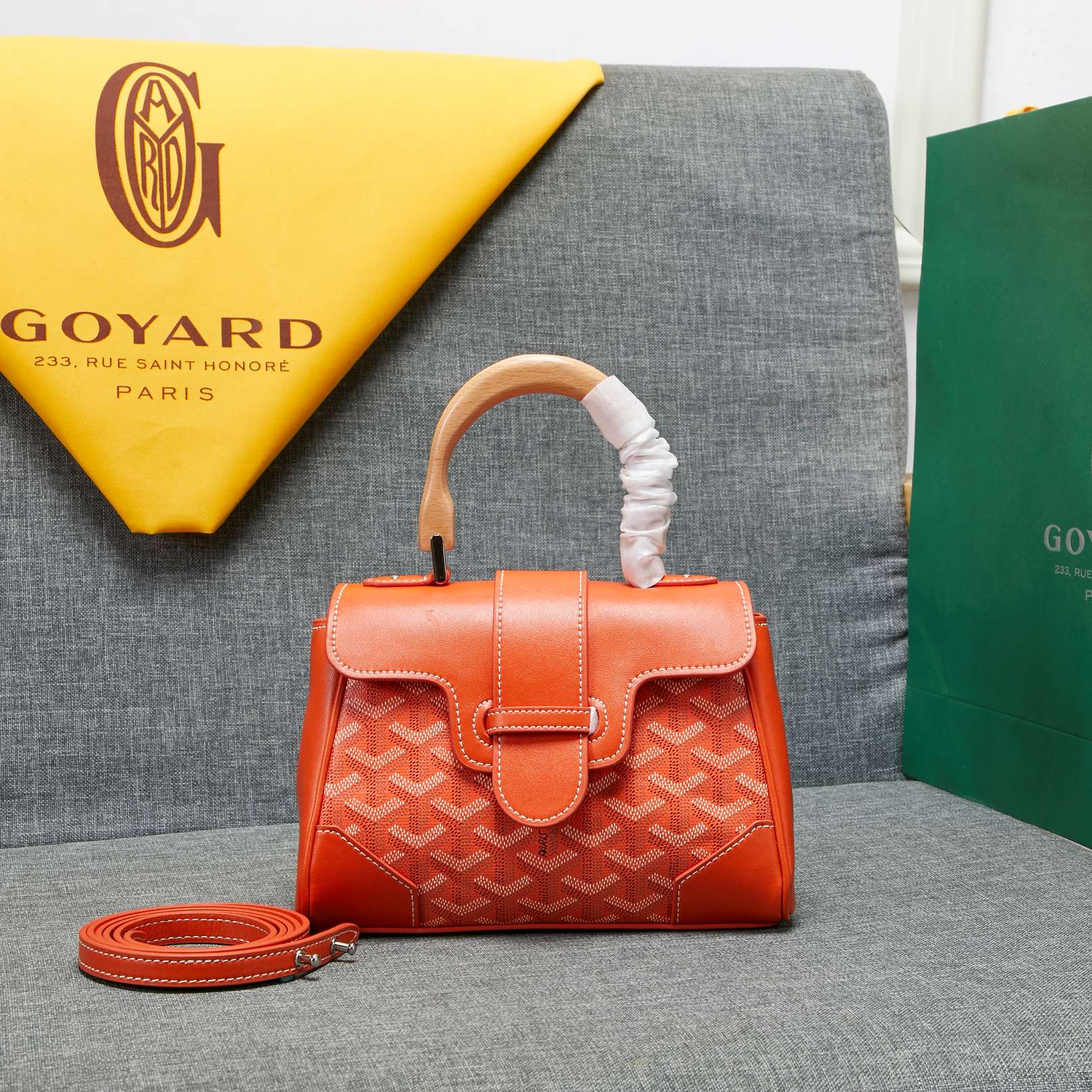 Goyard Saigon Souple Mini Bag Orange Canvas 20cm