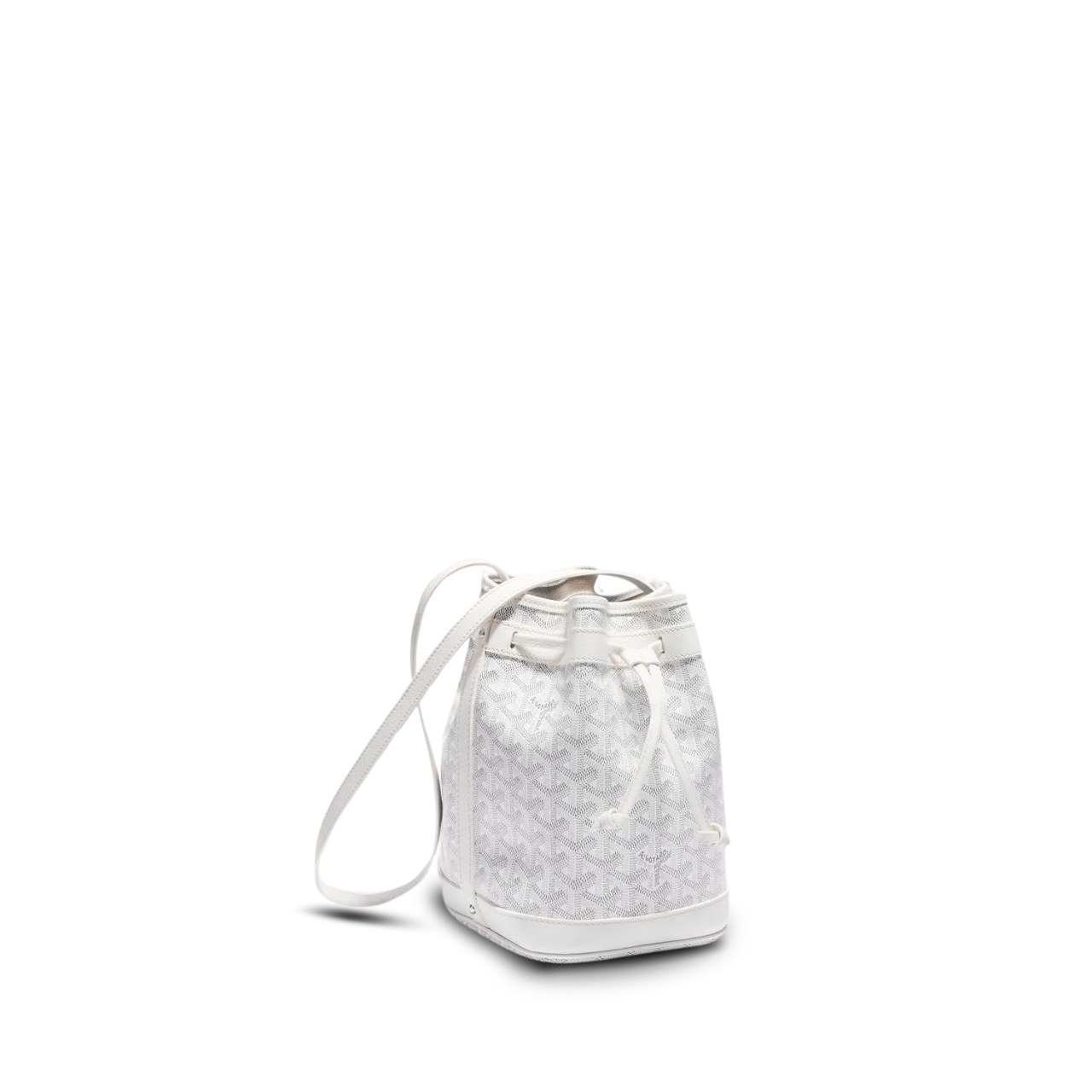 Goyard Petit Flot Bucket Bag 22 cm White Goyardine Canvas And Lambskin Trim