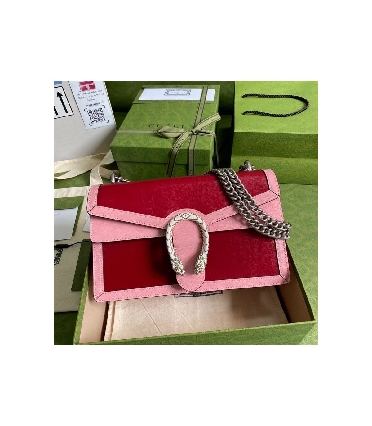 Gucci Dionysus Small Shoulder Bag Red and Pink Leather