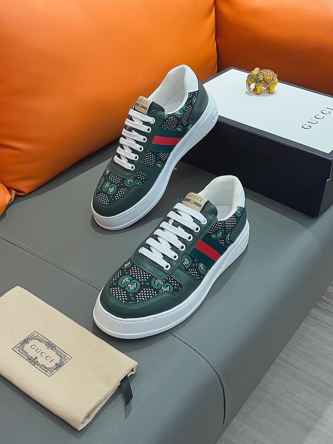 Gucci Screener Gg High Top Sneaker Leather In Green