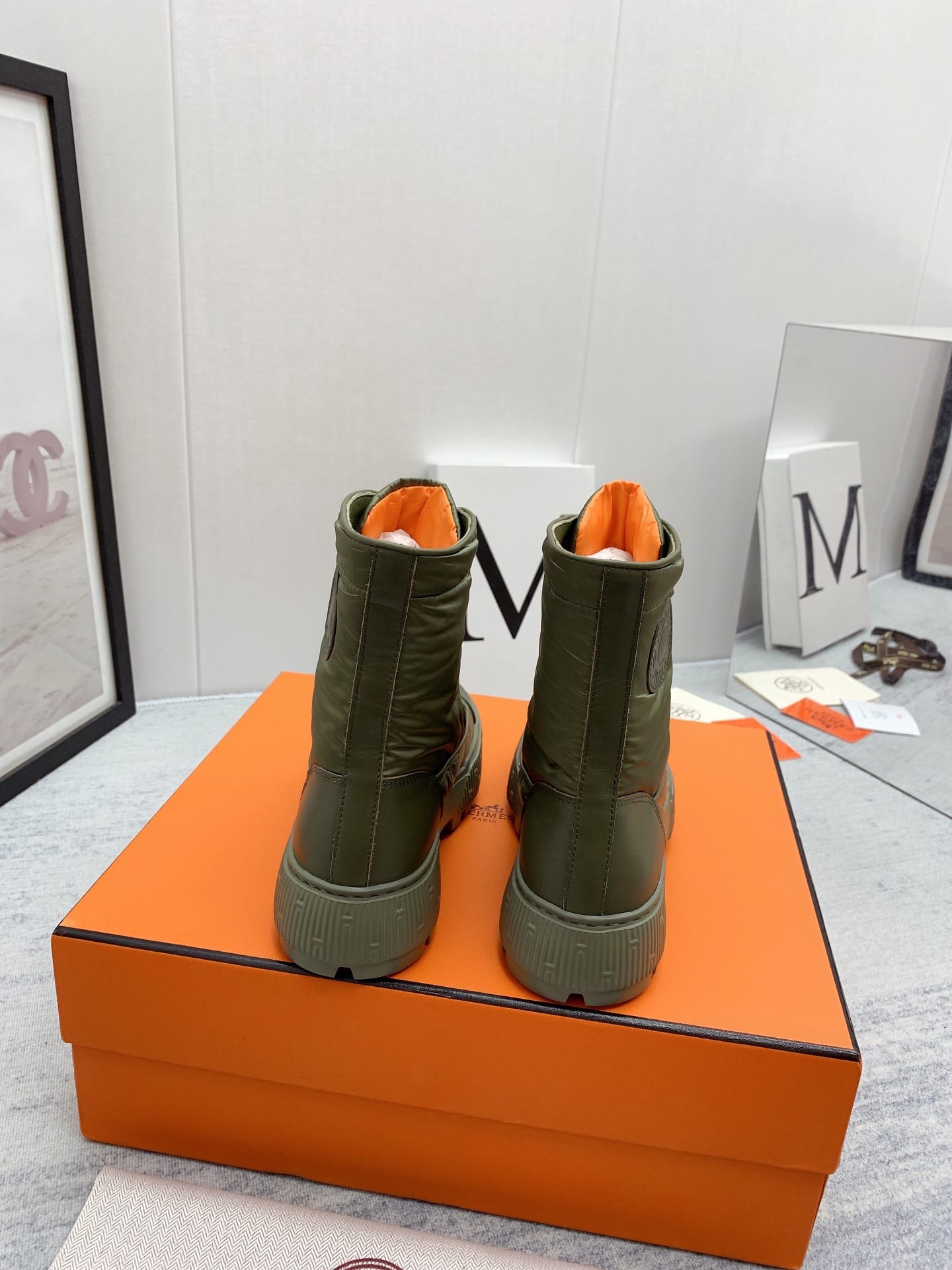 Hermes Fresh Ankle Boots Green