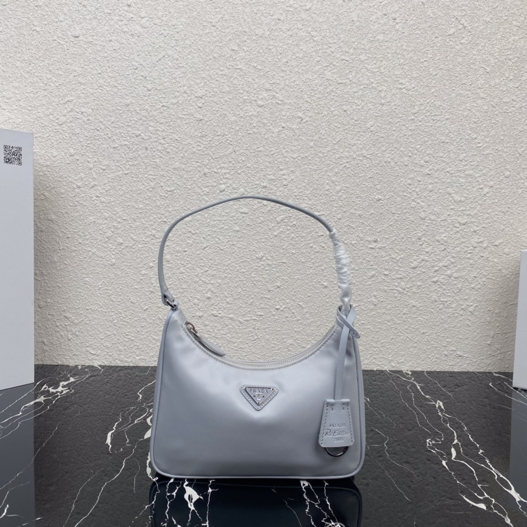 Prada Ice Grey Hobo Bag