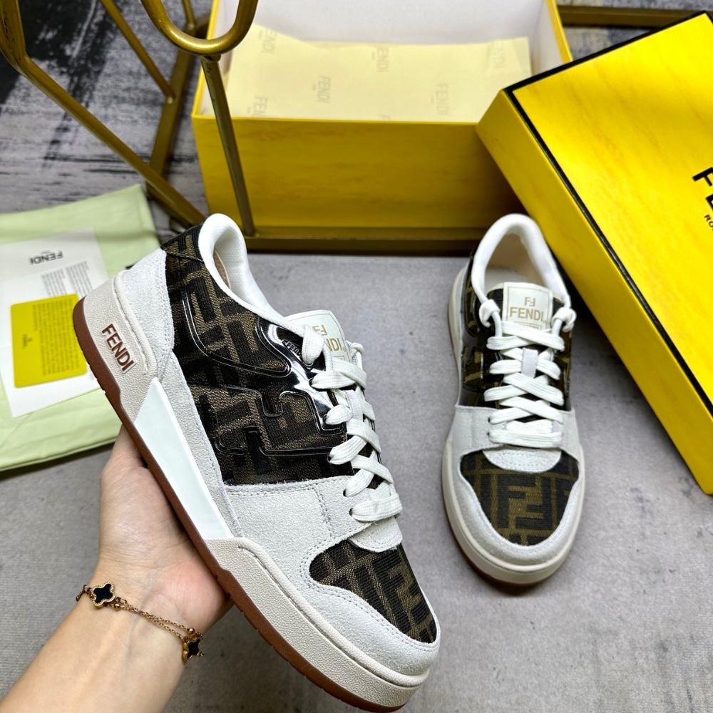 Fendi Match Sneakers Beige And Brown