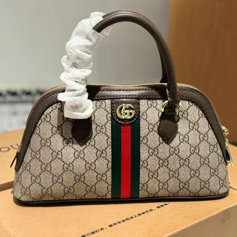Gucci Ophidia Small Top Handle Bag Beige And Ebony 30Cm
