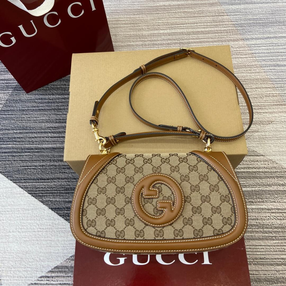 Gucci Blondie Small Top Handle Bag Brown Canvas