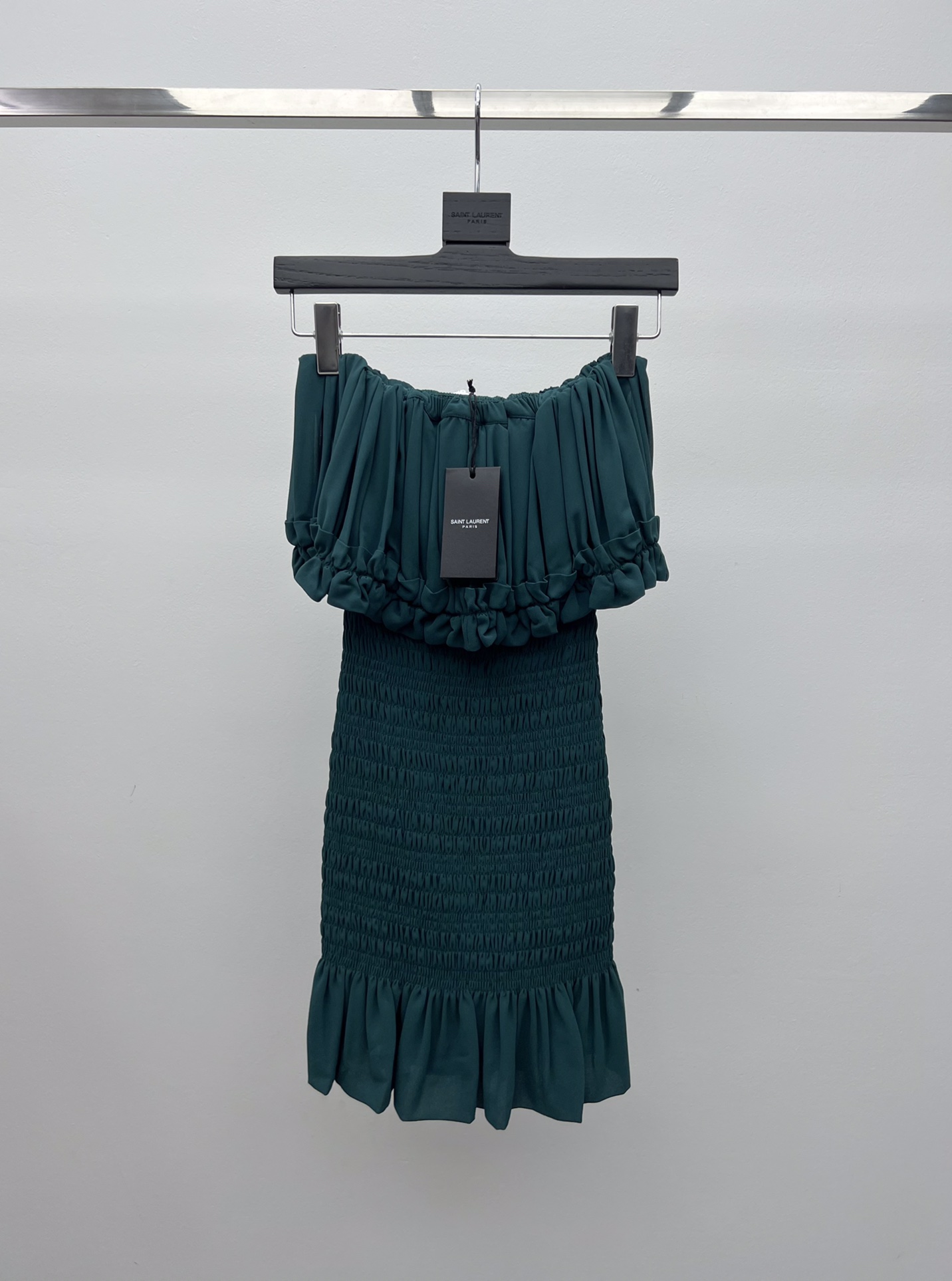 YSL Ruffled Strapless Dress