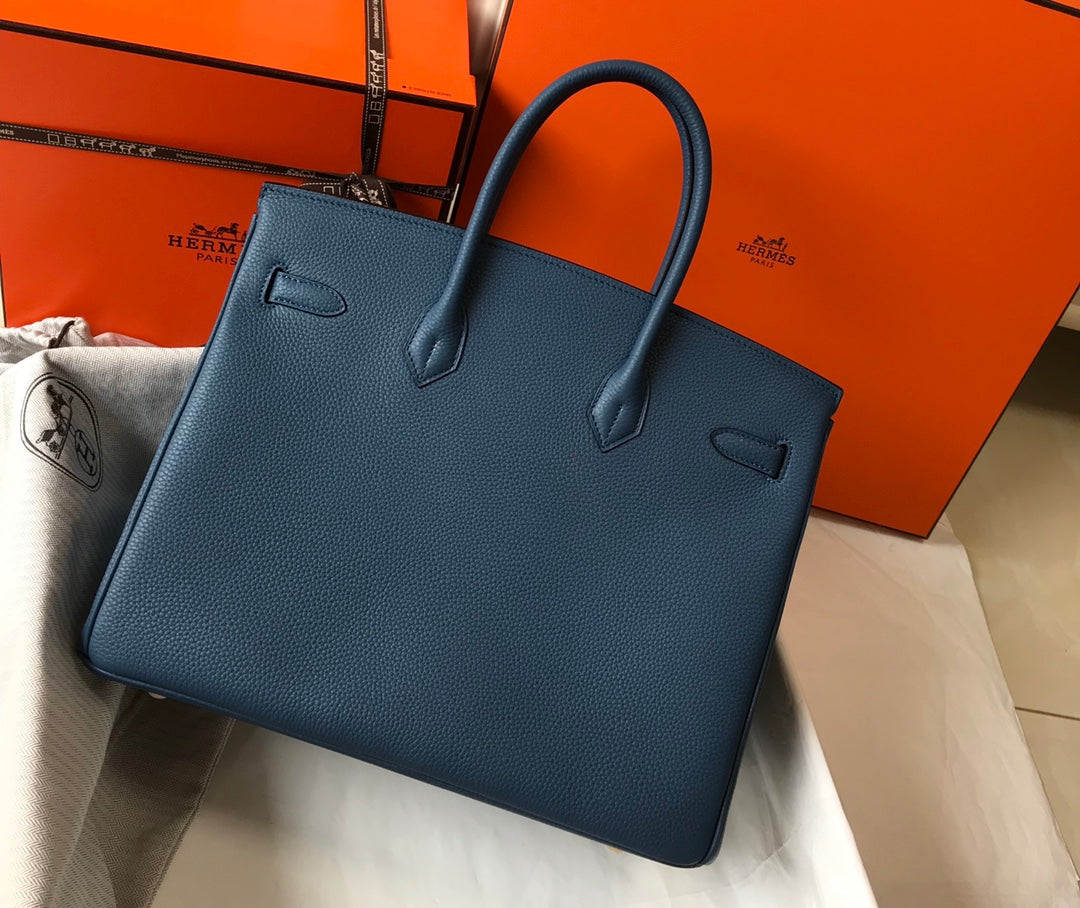 Hermes Birkin 35Cm Dark Blue Togo Leather Gold Hardware