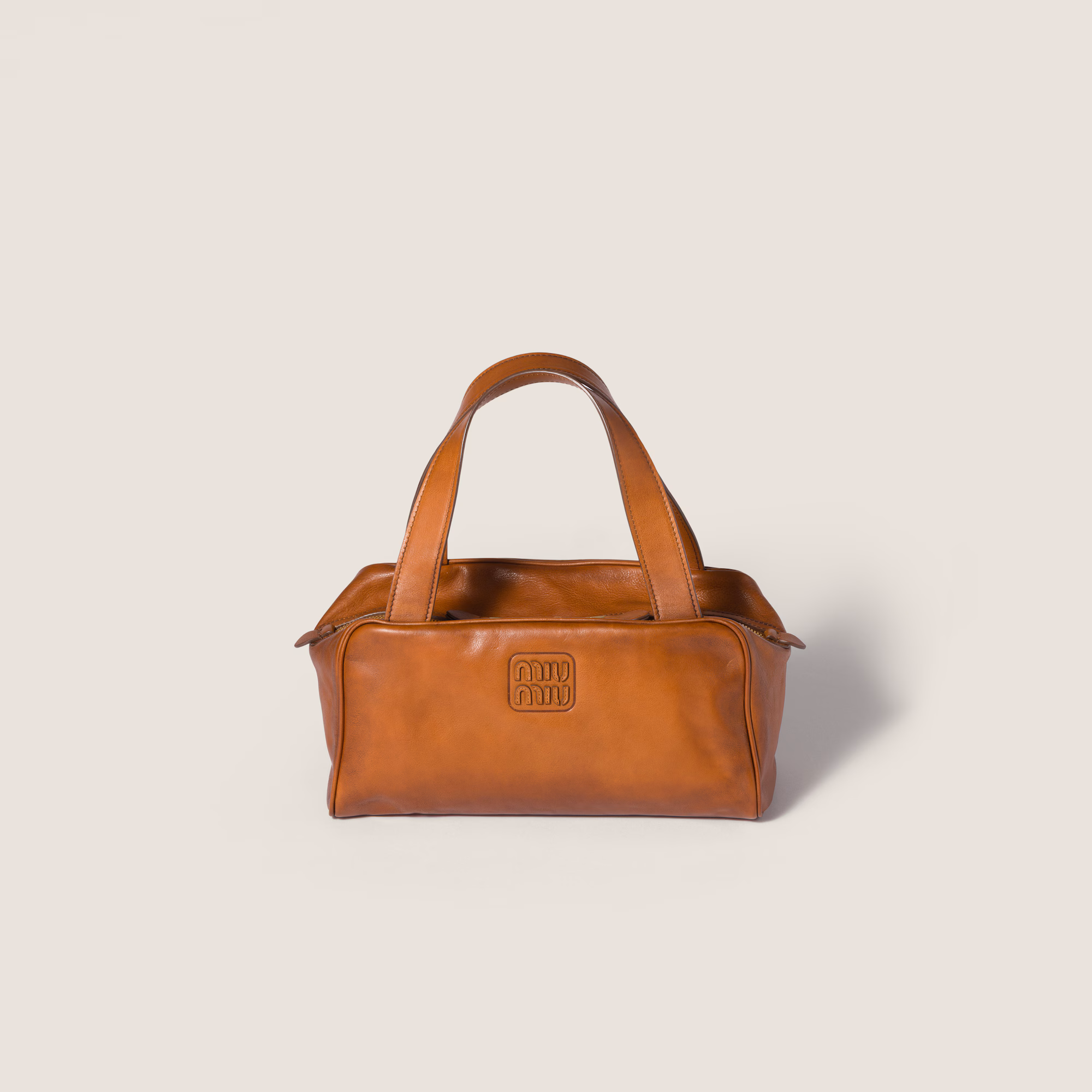 MIUMIU Leather top-handle bag -Cognac