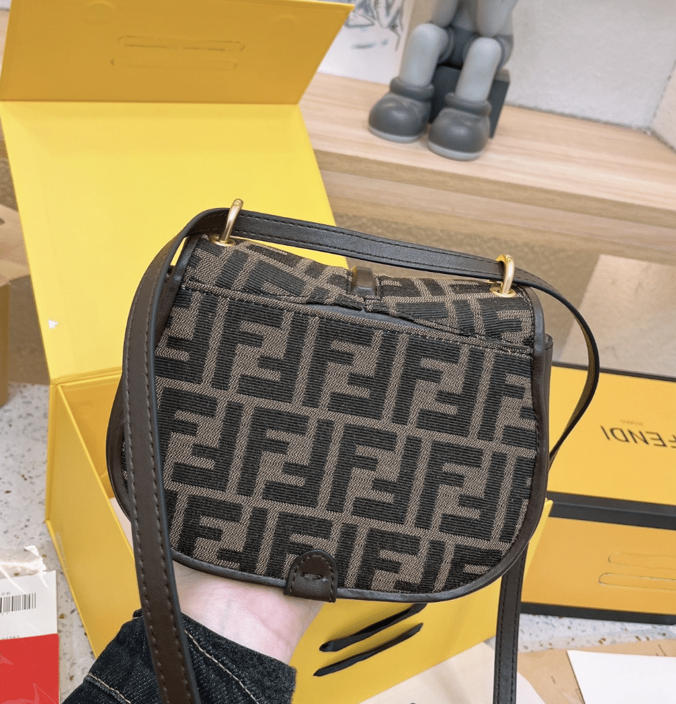 Fendi C’Mon Small Brown Ff Jacquard Fabric Bag 20Cm