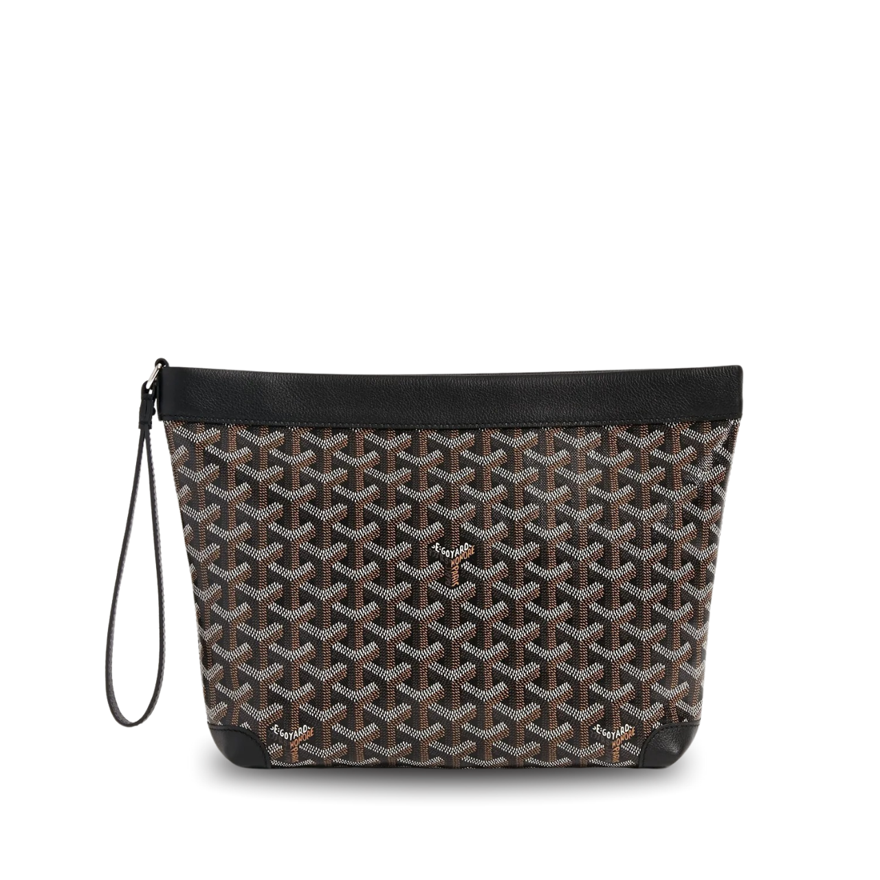 Goyard Conti Pouch 24 Cm Black Lambskin And Goyardine Canvas