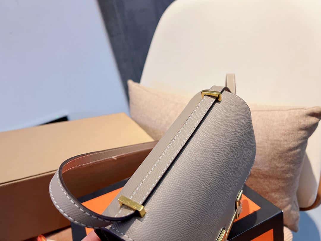 Hermes Constance Epsom Ck18 Etoupe Rose Gold Hardware 18Cm