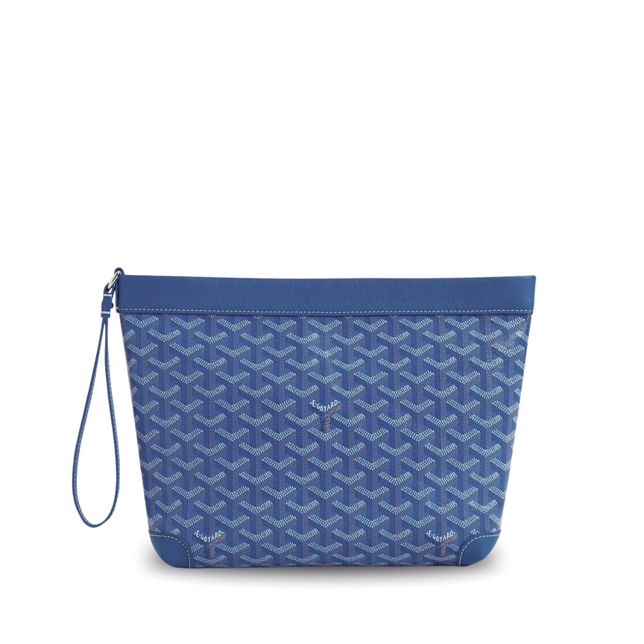 Goyard Conti Pouch 24cm Sapphire Blue Lambskin And Goyardine Canvas