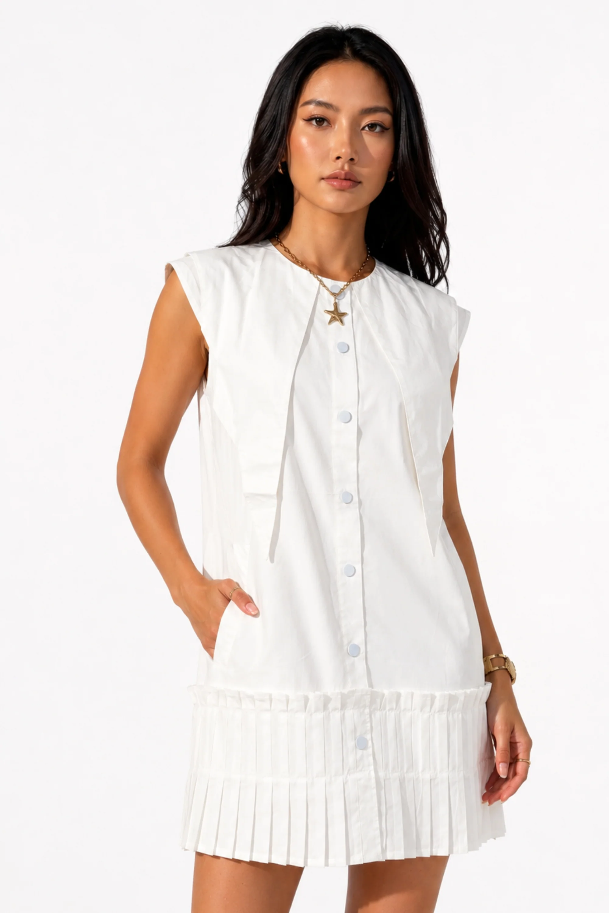 White Origami Collar Shirt