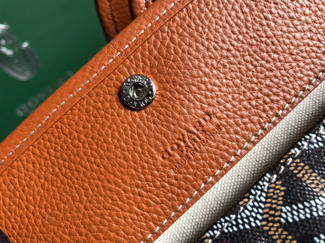 Goyard Hardy Pm Bag 40 Cm Black Goyardine Canvas And Tan Taurillon Leather Trim